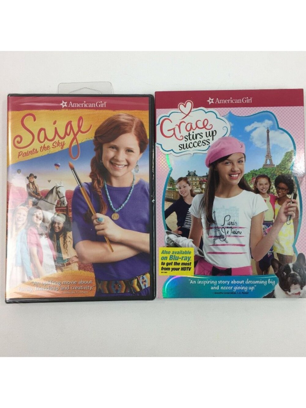 AG American Girl DVD Set Saige Paints the Sky Grace Stirs Up Success Baking Art